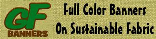 Eco Friendly Hemp Fabric Banners, Full color signage using GOTs 2.0 certified dyes